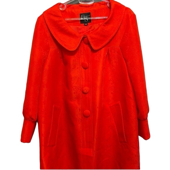 GEORGE SIMONTON Orange Red Lined Spring Jacket Vintage Collar Size 14 - Picture 1 of 6